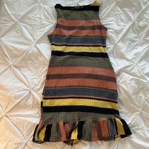SOLD- Striped Boohoo Dress Ruffle Trim